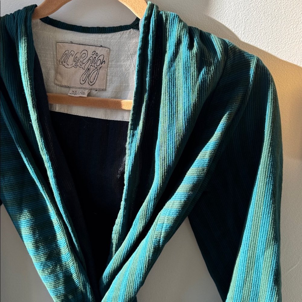 Ace & Jig Teal and Green Stripes Tie Front Cardigan